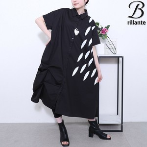 サイドつまみデザイン 楕円ドット 前開シャツ ワンピース 羽織　2025新作ss 春夏 BRILLANTE東京（195779）