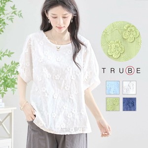 【2025新作】【L〜LL】立体花刺繍コットントップス(N12-278)(7号店）FM7