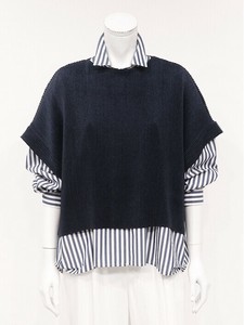 Button Shirt/Blouse Boat Neck Stripe