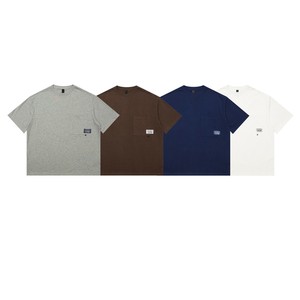 ポケット付き多色Tシャツ  グレー -、ブラウン -、ネイビー - 、 ホワイト　S-XXL　PL773