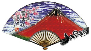 【木製ホイルマグネット】赤富士(扇子)【JWE214】