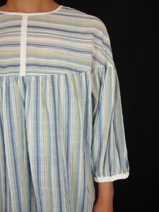Button Shirt/Blouse Flare Stripe Cotton [S/S NEW]