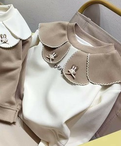 【aimoha KIDS】キッズうさぎ刺繍襟スウェット 子供 トップス トレーナー 長袖 女の子
