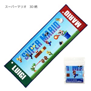 【スーパークールタオル】スーパーマリオ　3D柄　スナップボタン付き　約20×60cm