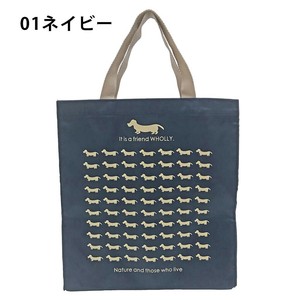 優美社　3L13-01　WHOLLY (ウォーリー) プリント角型手提げ大  ネイビー