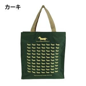 優美社　3L12-01　WHOLLY (ウォーリー) プリント角型手提げ小  カーキ