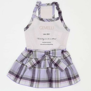 (ペット) Gemelli COOL&オーガニックチェックキャミワンピ パープル M LGW348