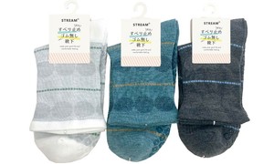 【春夏新作】婦人ストライプドット柄滑り止め付きロークルーソックス