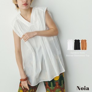 T-shirt Cambric Voile Sleeveless Tops Spring/Summer Shirring [2025 NEW] Made in India
