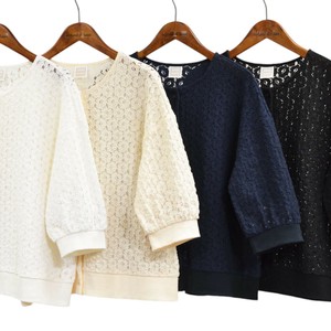 Button Shirt/Blouse Lace Cardigan Sweater Floral Pattern Made in Japan