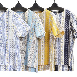 Button Shirt/Blouse Floral Pattern Ripple Made in Japan