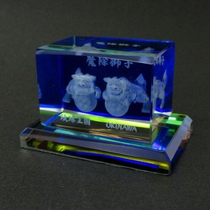 3Dクリスタル 球乗りシーサー Mサイズ 120-651