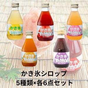 【予約販売】〈アソート〉かき氷シロップ 5種類×各6点セット（いちご・マンゴー・ぶどう・桃・レモン）