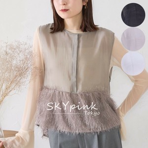 【2025SS新作入荷】裾フリンジシアーノースリーブシャツ　SKYpink東京
