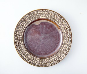 Mino ware Main Plate Brown Lace Back Order Item Made in Japan