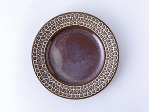 Mino ware Main Plate Brown Lace Back Order Item Made in Japan
