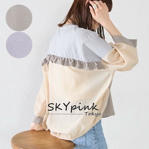 【2025SS新作入荷】ネックレス付ヨーク切替配色裾前後差バルーンシルエットトップス　SKYpink東京