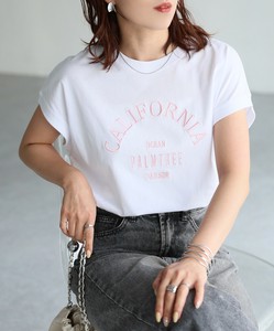 ロゴ刺繍フレンチTシャツ　フレンチスリーブ　ロゴ刺繍　刺繍　Tシャツ　ロゴ