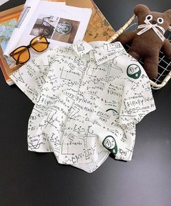 【aimoha KIDS】デザインプリントキッズシャツ 子供 ボタントップス シャツ キッズ