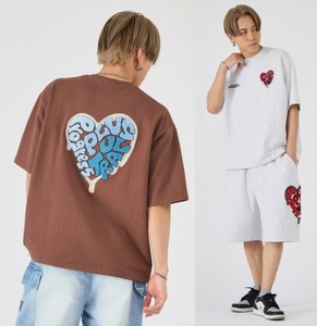 <2025春夏新作>ミニ裏毛　ハートサガラ刺繍Tee/ユニセックス　セットアップ可能　裾コードあり