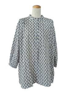 Button Shirt/Blouse Indian Cotton Stand-up Collar Cotton Voile Print