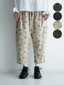 〈麻調ポプリン〉オリーブ柄刺繍istaパンツ　☆2025秋物新作☆