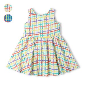 Kids' Casual Dress Check Pattern Sleeveless Dress Waist 100% Cotton Thin