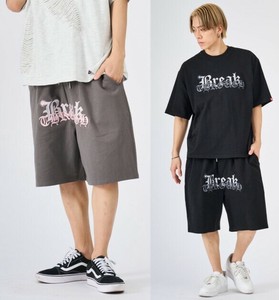<2025春夏新作>ミニ裏毛　刺繍MIXロゴ　ショートパンツ/ユニセックス　セットアップ可能