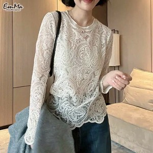 刺繍シアーTシャツ 長袖 エレガントカジュアル 春 夏  【2025SS】EH2770