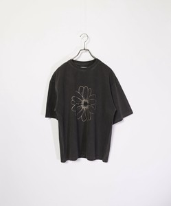 ピグメント加工/フラワープリント＋刺繍TEE