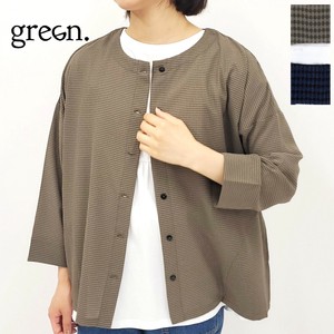 Button Shirt/Blouse Dolman Sleeve 3/4 Length Sleeve Check