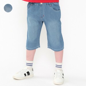 デニム6分丈ハーフパンツ  M35106  ストレッチ素材 ライトオンス 接触冷感加工 膝が隠れる位 シンプル