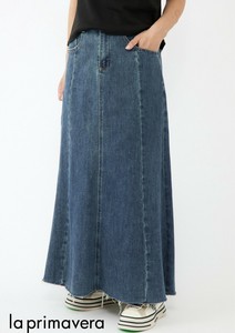 切りっぱなしデザインロングデニムスカート