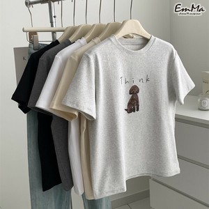 トイプードルモチーフ半袖Tシャツ かわいい カジュアル 犬Tシャツ 夏   【2025新作】EH2769