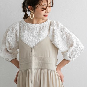 T-shirt Check Short Sleeve Puff Sleeve
