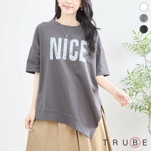 【2025新作】【L〜LL】ロゴアシンメトリーヘムTシャツ(N12-485)(7号店）FM7