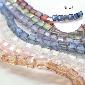 メッキガラスビーズ 【32.キューブ カット 6mm 】1連 スクエア ビーズ クリスタル 連売り ハンドメイド