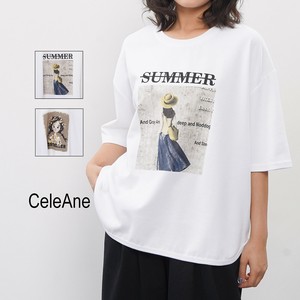 【新作】summer・bestseller　フロントプリントカットソー オーバーサイズ　コットン　2柄展開