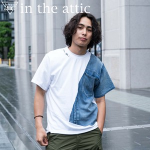 デニム切り替えポケット半袖Tシャツ