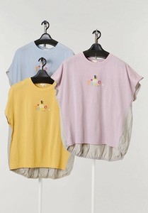 プリント後布帛切替プルオーバー  半袖 カットソー　ミセス　猫　ネコ