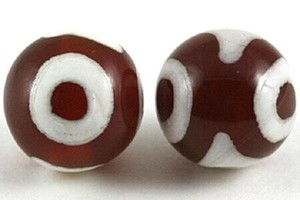 【天珠ビーズ】新天珠8mm(丸型) 三眼 【天然石 パワーストーン】