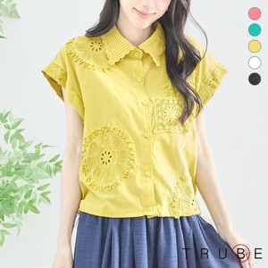 【2025新作】【M〜L】花モチーフ刺繍ドロストシャツ(N72-198) (5号店)FM5