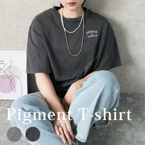 刺繍ロゴピグメントTシャツ カットソー 半袖 トップス 2025夏新作【即納】