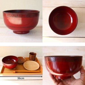 ☆程良い大きさ【布貼り耐久加工】wooden/木製布貼り丼　根来赤