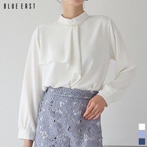 Button Shirt/Blouse Pearl Stand-up Collar Cape Blouse