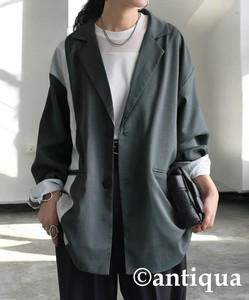 [antiqua] Jacket Ladies fashion Stripe Unisex Switching Men's