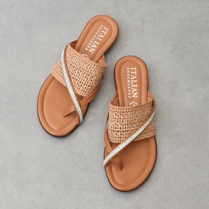 2025春夏新作【ITALIAN SHOEMAKERS】ビジュークロスストラップトングサンダル