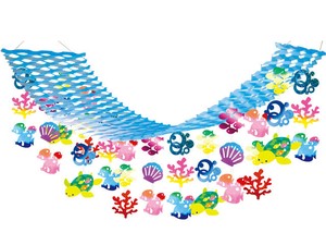【日本製】ウミガメ　プリーツハンガー　夏飾り【店舗装飾】
