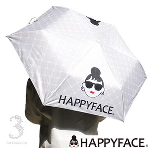 折り畳み傘　HAPPYFACE　モノグラム柄　晴雨兼用傘　紫外線予防　UVカットUV対策　レディース用傘