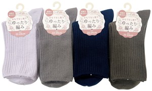 【春夏新作】【小さめ22-24cm】婦人リブゆったりクルーソックス